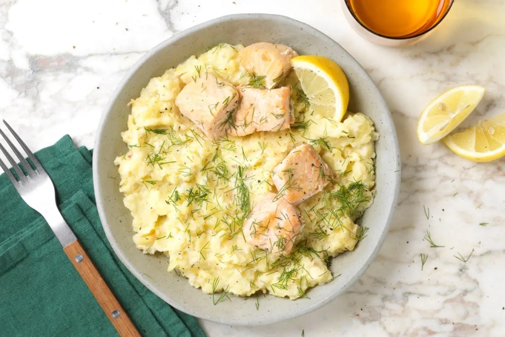 Plat FoodChéri Saumon pomme de terre crémeuse au lait coco citron gingembre